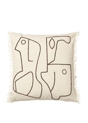 Figure Cushion Cover - Off-white/Coffee