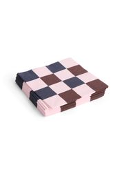 Light Pink, Bordeaux and Black - Medium Check / Set of 20 - Dinner