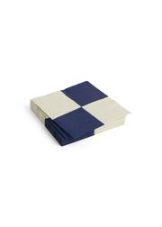 Off-white and Dark Blue - Large Check / Set of 20 - Lunch