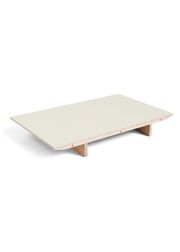 Off White Linoleum Top / Lacquer plywood edge / Lacquer oak crossbar
