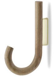 Oak hook / Brass wall mount