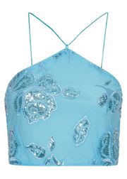 Embellished Flower Embroidery - Blue Topaz