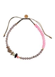 Pink Gemstones & Khakigrey Ribbon (Uitverkocht)
