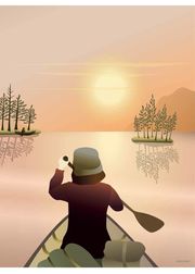 CANOEING ON THE LAKE - poster