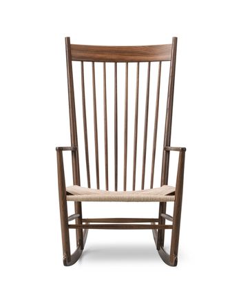 Fredericia Furniture - Gyngestol - Wegner J16 Rocking Chair 16000 by Hans J. Wegner - Lacquered Walnut / Natural Paper Cord