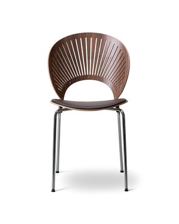 Fredericia Furniture - Silla - Trinidad Chair 3396 by Nanna Ditzel - Primo 86 Dark Brown / Lacquered Walnut / Chrome