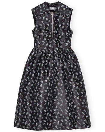 Ganni - Kjole - Floral Jacquard Midi Dress - Black