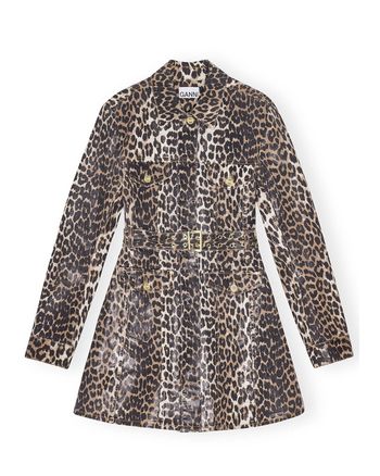 Ganni - Kjole - Foil Print Denim Dress - Leopard