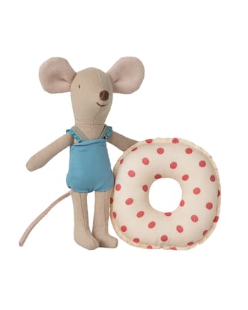 Maileg - Bamse - Beach Mouse With Float, Little Sister - Red dot