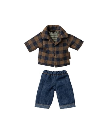 Maileg - Doll accessories - Brown Checked Shirt And Pants - Dad Mouse - Dad