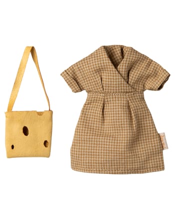 Maileg - Dukketilbehør - Dress And Bag, Mum Mouse - Mum