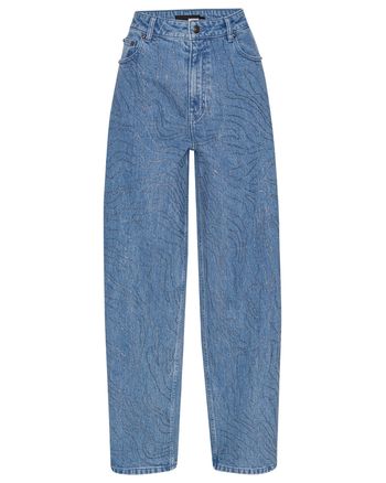 ROTATE by Birger Christensen - Jeans - Rhinestone Wide Leg Jeans - Light Blue Denim