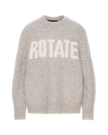 ROTATE by Birger Christensen - Stickat - Knitted Logo Sweater - Opal Gray