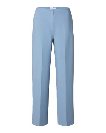 Selected Femme - Hose - SLFRita-Freia MW Straight Pant - Endless Sky Melange