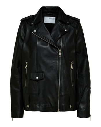 Selected Femme - Jacket - SLFMadison Leather Jacket - Black