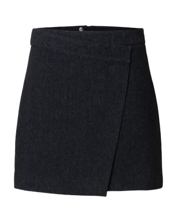 Selected Femme - Jupe - SLFLelou HW Mini Skirt - Dark Grey Herringbone