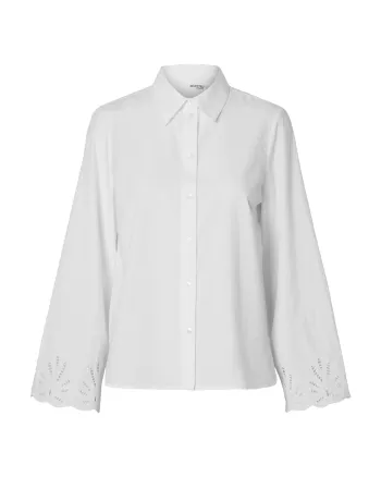 Selected Femme - Skjorte - SLFDahlia LS Broderi Shirt NOOS - Bright White