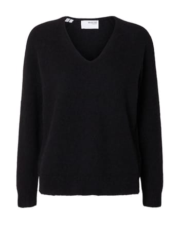 Selected Femme - Knit - SLFLulu New LS Knit V-Neck NOOS - Black