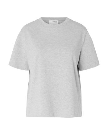 Selected Femme - T-shirt - SLFEssential SS Boxy Tee NOOS - Light Grey Melange