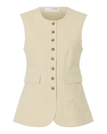 Selected Femme - Vest - SLFIluna SL Buttoned Pocket Vest - Sandshell