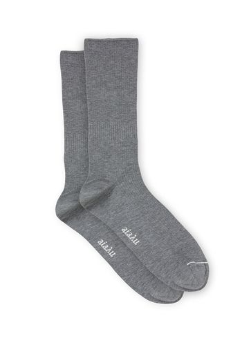 Aiayu - Meias - Cotton Rib Socks - Grey Melange