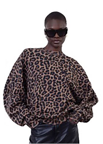 Anine Bing - Sweatshirt - Miles Sweatshirt - Black & Brown Leopard