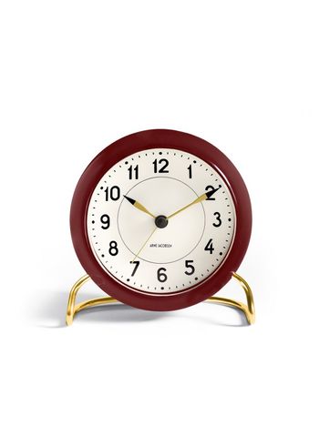 Arne Jacobsen - Watch - Station Vægur - Table clock bordeaux/white