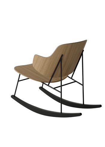 Audo Copenhagen - Wall blanket - The Penguin Rocking Chair Black Steel Base - Black steel base / Natural oak seat and back