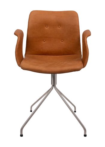 Bent Hansen - Krzesło - Primum Chair - Drejestel: Børstet Rustfrit Stål / Brandy