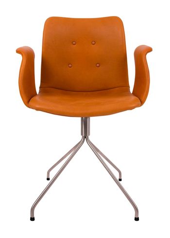 Bent Hansen - Chair - Primum Chair - Drejestel: Børstet Rustfrit Stål / Cognac