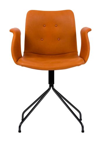 Bent Hansen - Cadeira - Primum Chair - Drejestel: Sort Pulverlakeret Stål / Cognac