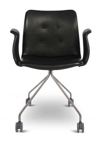 Bent Hansen - Stol - Primum Chair - Hjulstel: Børstet Rustfrit Stål / Black