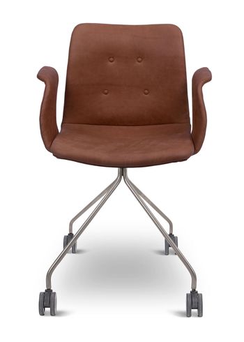 Bent Hansen - Sedia - Primum Chair - Hjulstel: Børstet Rustfrit Stål / Brown