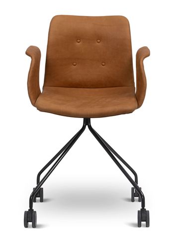 Bent Hansen - Sedia - Primum Chair - hjulstel: Sort Pulverlakeret Stål / Brandy