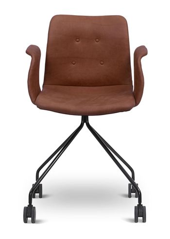 Bent Hansen - Sedia - Primum Chair - Hjulstel: Sort Pulverlakeret Stål / Brown