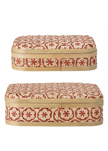 Bloomingville - Korb - Dy Basket w/lid - Set of 2 / Red, Bamboo