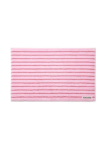 Bongusta - Bademåtte - Naram Bath Mat - baby pink & ski patrol red (thin stripe)