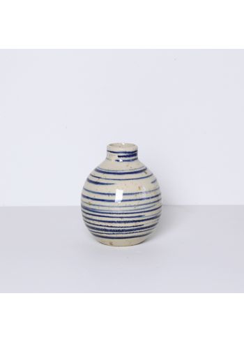 Bornholmsk Keramikfabrik - Ljusstake - Candleholder - Blue Pinstripe