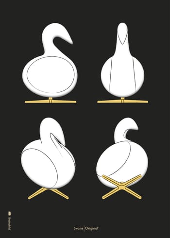 Brainchild - Juliste - Design Sketch Swan 4 pcs. Poster - Black - No Frame