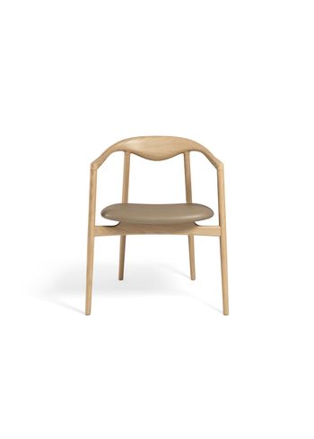 Brdr. Krüger - Bar stool - Jari Spisebordsstol - Eg Klar Voks Olieret - Spectrum, Almond Læder - 30150