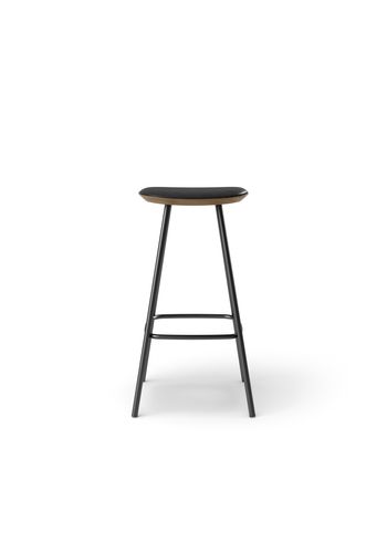 Brdr. Krüger - Bar stool - Pauline Barstol 75 cm metalstel - Eg Røget Olieret - Savanne, Black Læder - 30314