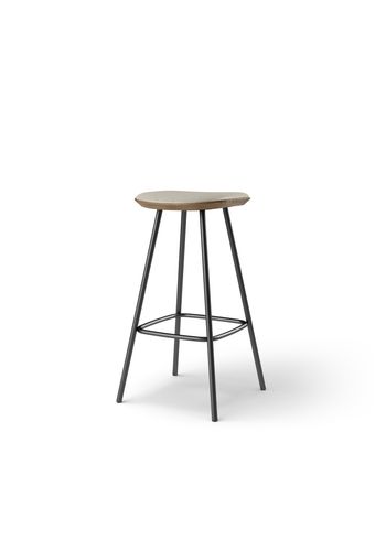 Brdr. Krüger - Bar stool - Pauline Barstol 75 cm metalstel - Eg Røget Olieret - Spectrum, Oyster Læder - 30157