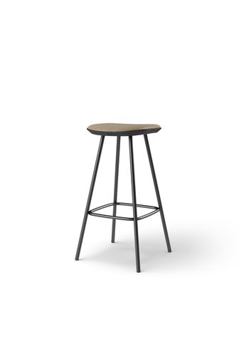 Brdr. Krüger - Bar stool - Pauline Barstol 75 cm metalstel - Eg Sortmalet - Spectrum, Almond Læder - 30150