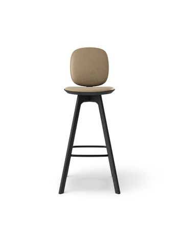 Brdr. Krüger - Bar stool - Pauline Comfort Barstol 75 cm - Eg Sortmalet - Spectrum, Almond Læder - 30150
