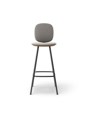 Brdr. Krüger - Bar stool - Pauline Comfort Barstol 75 cm metalstel - Eg Røget Olieret - Hallingdal, Grå Tekstil - 0113