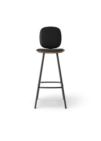 Brdr. Krüger - Bar stool - Pauline Comfort Barstol 75 cm metalstel - Eg Røget Olieret - Savanne, Black Læder - 30314