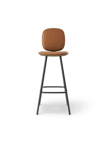 Brdr. Krüger - Bar stool - Pauline Comfort Barstol 75 cm metalstel - Eg Røget Olieret - Spectrum, Brandy Læder - 30155