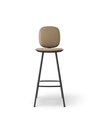 Brdr. Krüger - Bar stool - Pauline Comfort Barstol 75 cm metalstel - Eg Sortmalet - Spectrum, Almond Læder - 30150