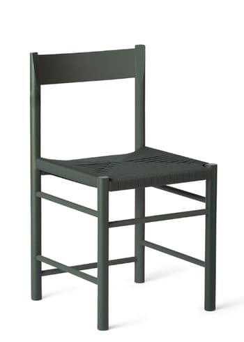 Brdr. Krüger - Cadeira de jantar - F Dining chair without armrests - Ask Mørkegrønlakeret, Mørkegrøn Polyester Fletsæde