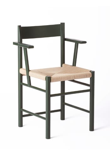 Brdr. Krüger - Cadeira de jantar - F Spisebordsstol m. armlæn og papirflet - Ask Mørkegrønlakeret